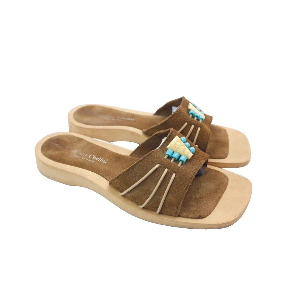 Lorenzo Chelini Women's Size 7M Sandals Made in Italy Sassy Suede Leather